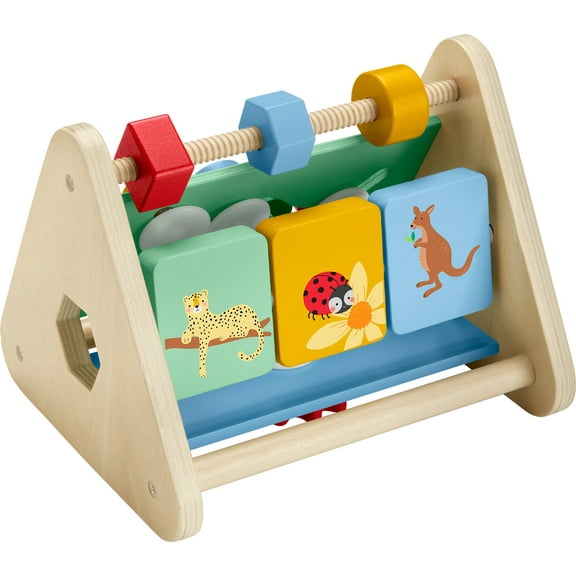 Fisher-Price Wooden Activity Triangle, 2-sided Fine Motor Toy for Baby & Infant 6M , 1 Wooden Piece