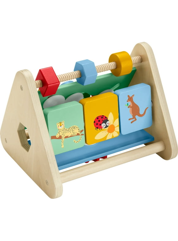 Fisher-Price Wooden Activity Triangle, 2-sided Fine Motor Toy for Baby & Infant 6M+, 1 Wooden Piece