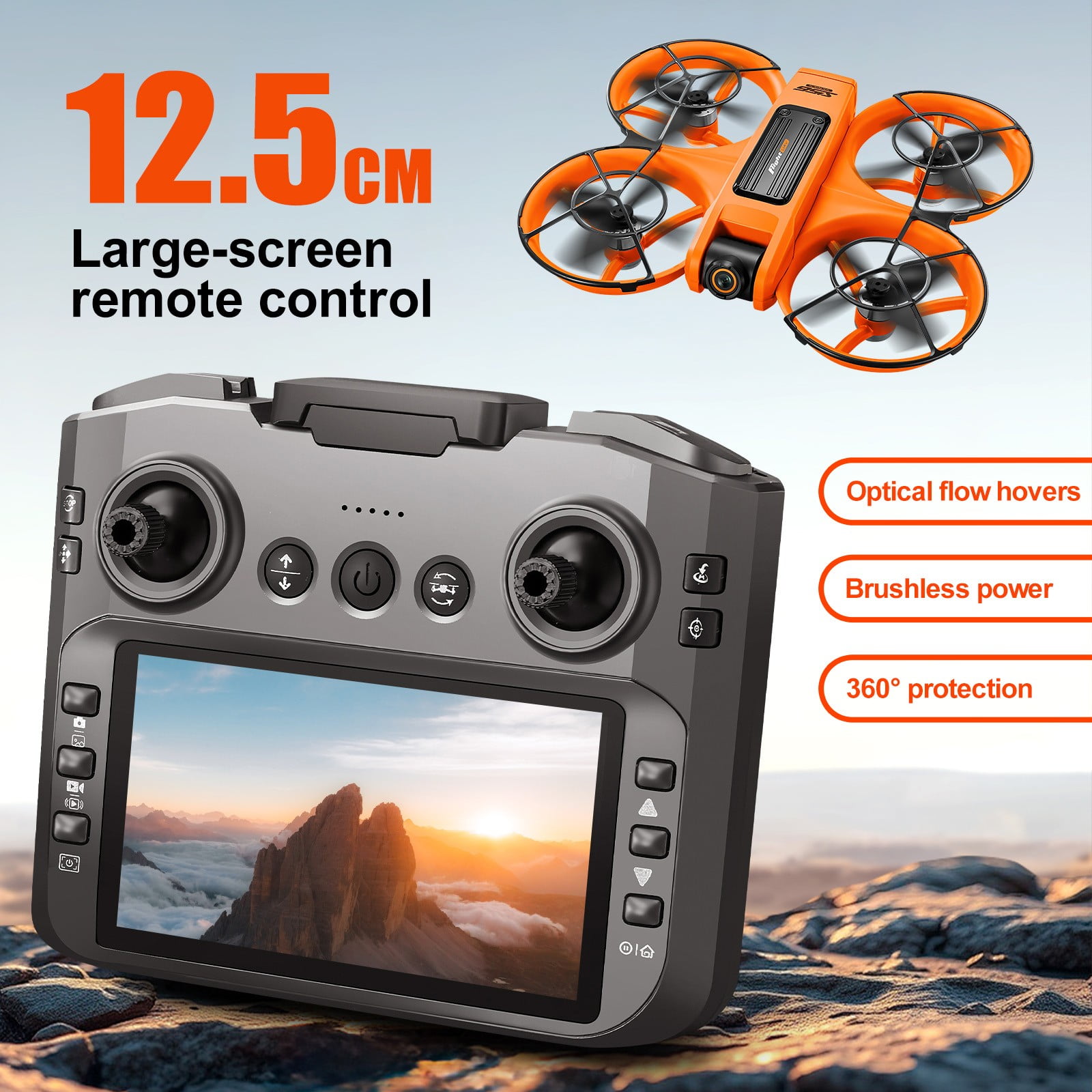 Drone with 6Inch Screen, Remote Control Brushless Motor And Cool LED Lights Drones 2.4G RC Quadcopter with Storage Card, Remote Control Toys Gifts