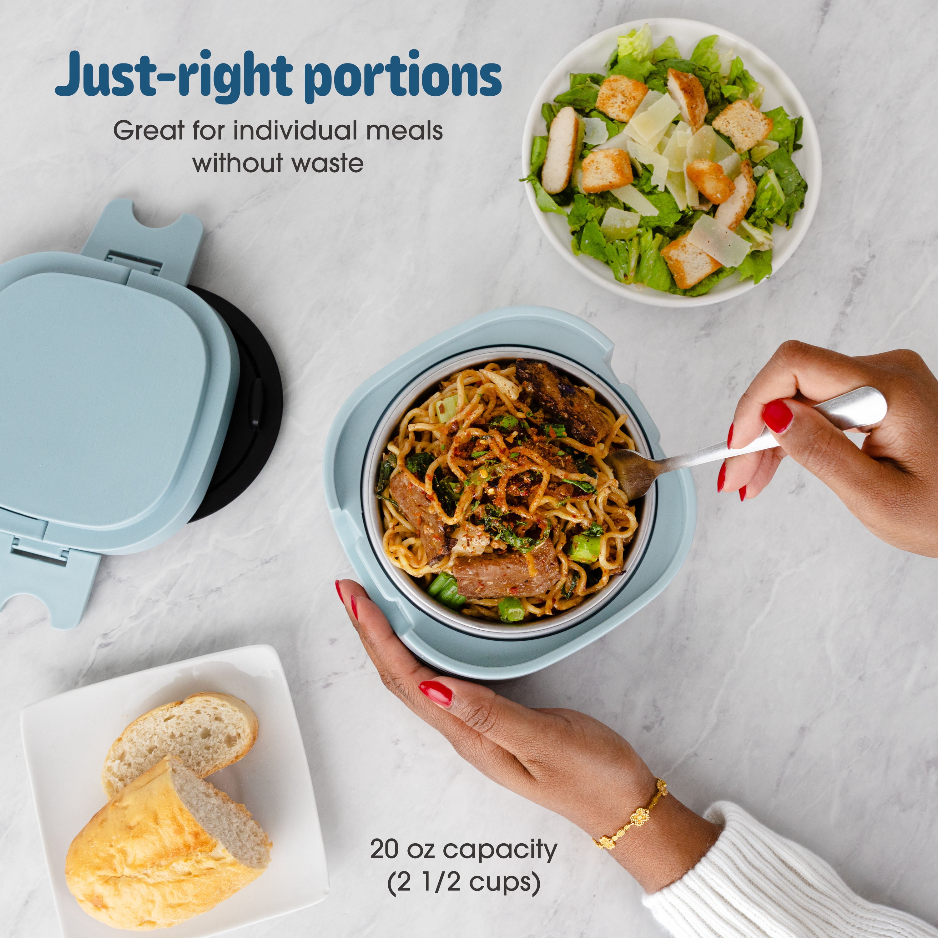 MyMini Portable Heated Lunchbox Slow Cooker for Meals, 2.5 Cups
