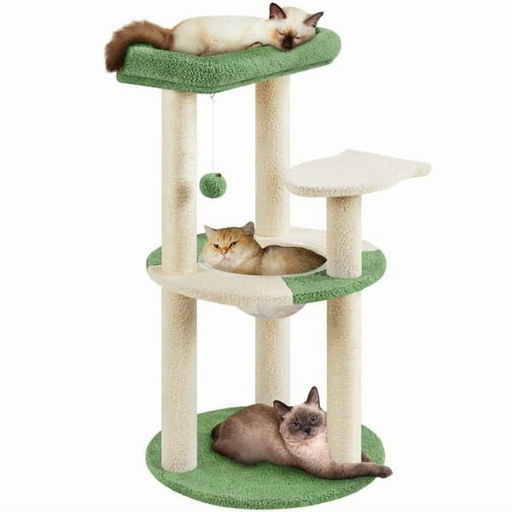 YYEAN 35.5in Multi-Level Cat Tree Tower - With Enclosed Space Clear Capsule, Cozy Perch & Durable Sisal Scratching Posts, Plush Covered Cat Furniture for Indoor Cats/Kittens to Climb, Nap & Play