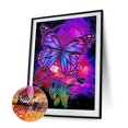 thumbnail image 2 of Cuadro de diamantes de imitación decorativos con pintura de diamante redondo completo de mariposa púrpura azul Tmvgtek decoración de arte en el hogar, 2 of 9