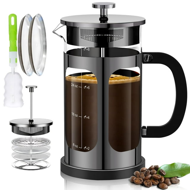 Cafetera francesa YMMIND de 1 litro con 4 filtros de borosilicato