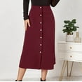 thumbnail image 2 of HAiming Women's Corduroy Midi Long Skirt Casual Button Front High Waist A-Line Mid Length Skirts Trendy Spring, 2 of 6
