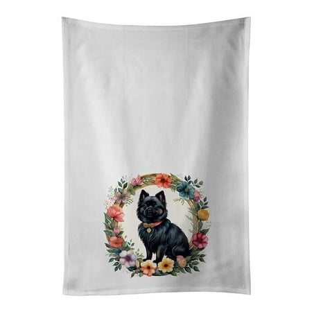 Carolines Treasures DAC2142WTKT 0.1 x 28 x 19 in. German Spitz & Flowers Kitchen Towel Set of 2