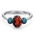thumbnail image 3 of Gem Stone King 2.04 Ct Oval Red Garnet Blue Diamond 925 Sterling Silver Ring, 3 of 6