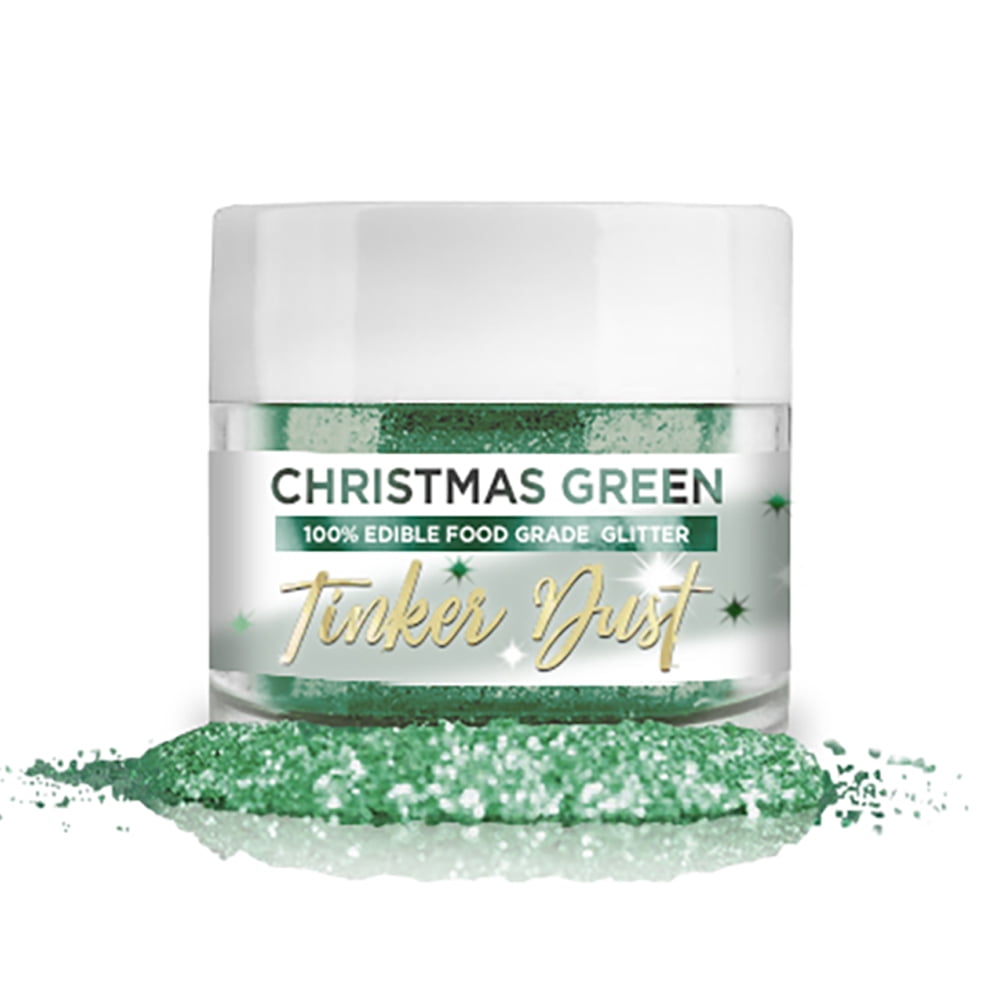 BAKELL Christmas Green Edible Glitter, 5 Gram | TINKER DUST Edible Glitter | KOSHER Certified | 100% Edible Glitter | Cakes, Cupcakes, Cake Pops, Fondant, Drinks, Dessert Vegan Glitter