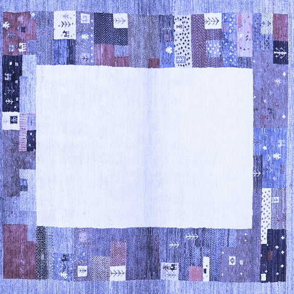 Ahgly Company Indoor Square Solid Blue Modern Area Rugs, 5' Square