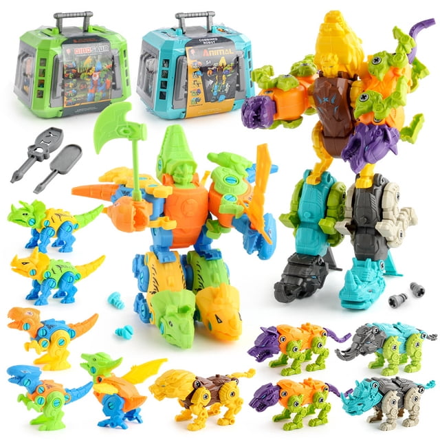 Construcción de dinosaurios con destornillador para niños, juego de bloques de construcción, desmontaje, tornillo, Robot, juguetes modelo con caja3675