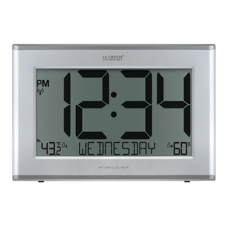 La Crosse Technology 17.50 x 11.75 Digital Atomic Clock with outdoor temperature and humidity, 513-63867