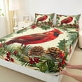 thumbnail image 3 of Manfei Xmas Cardinal Bird Full Size Sheets,Red Berry Bed Sheets,Autumn Pine Cone Sheet Sets For Girl Teens,Breathable Home Decor,4-Piece, 3 of 7