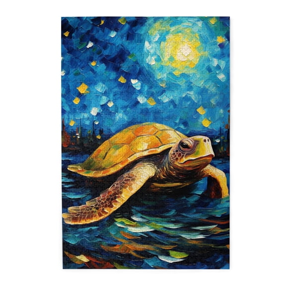 1000 PCS Dreamy Starry Sky Sea Turtle 1000 Piece Animal Jigsaw Puzzles,Enjoy The Puzzle Solving Process,Charm Artwork For Animal Enthusiasts,Funny Wooden Puzzle,Creative Activity Hobbies For Adults