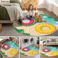 thumbnail image 6 of Area Rug 48in, Summer Ocean Tropical Leaves Floor Carpet Living Room Rug, Cartoon Swimming Circle Non-Slip Welcome Mat Indoor Rugs for Bedroom Dining Room, 6 of 9
