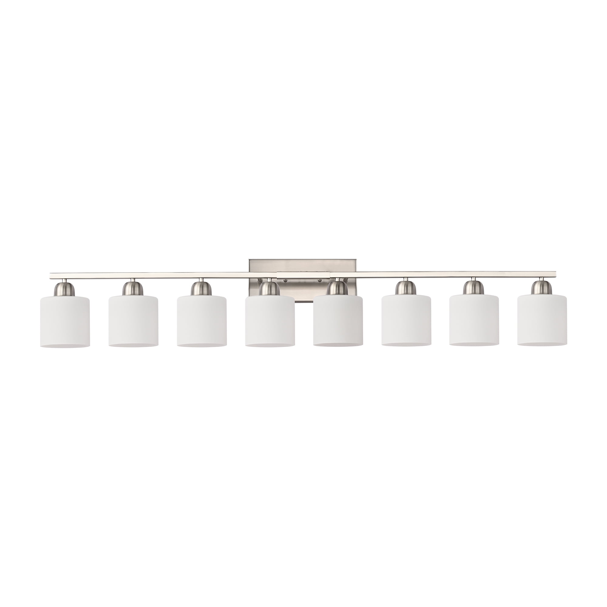Jopath 8-Light Modern Vanity Light Over Mirror, Wall Sconces with Milky White Frosted Glass Shades for Bathroom, Hallway, or Bedroom Nickel (Bulbs Not Included)