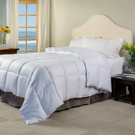 Superior Striped Reversible Down Alternative Comforter, King, White
