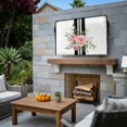 thumbnail image 3 of Outdoor TV Cover 52x30x4.5in, Watercolor Romantic Roses Valentine's Day Weatherproof TV Screen Protector with Zipper, Black White Stripes Outside Television Cover Fits Up to 52-55", 3 of 9
