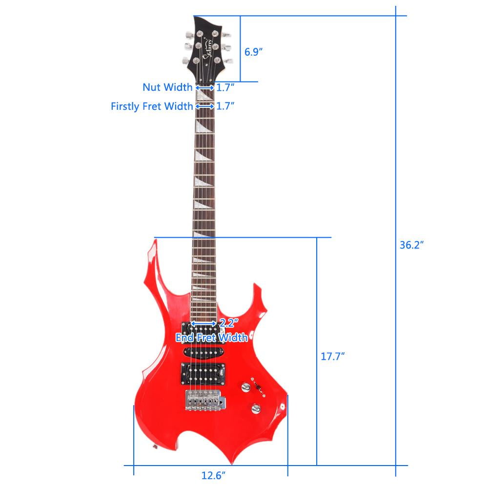 Glarry 37" Right-Hand Electronic Guitar with Amp for Beginner, Starter, Red