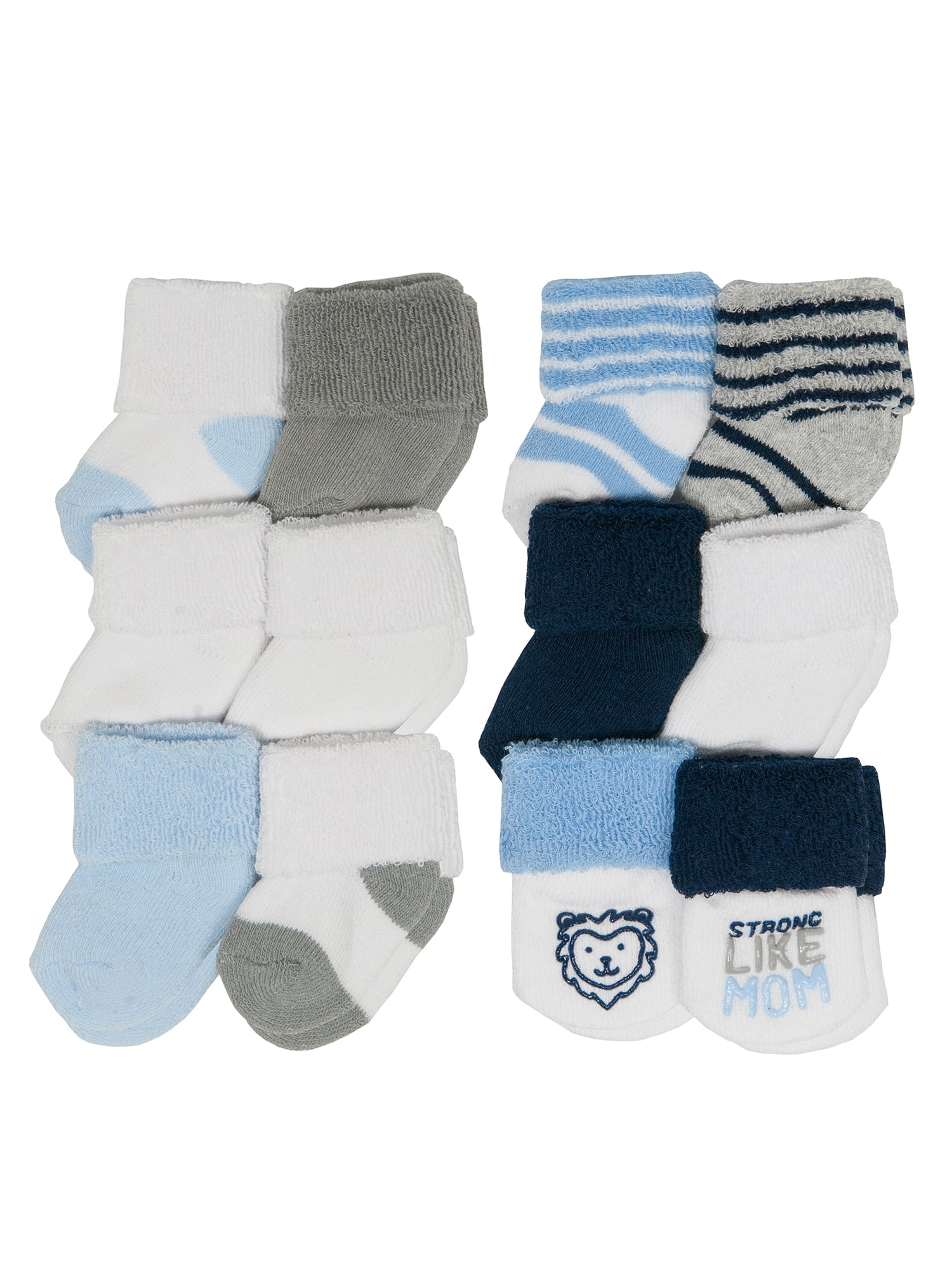 Sock Set, Fashion Fold Cuff Designs, 12 Pack (Newborn Boys & Baby Boys