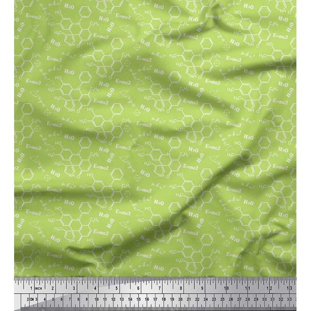 Soimoi Modal Satin Fabric Chemical Formula Education Theme Printed Craft Fabric by The Yard 42 Inch Wide