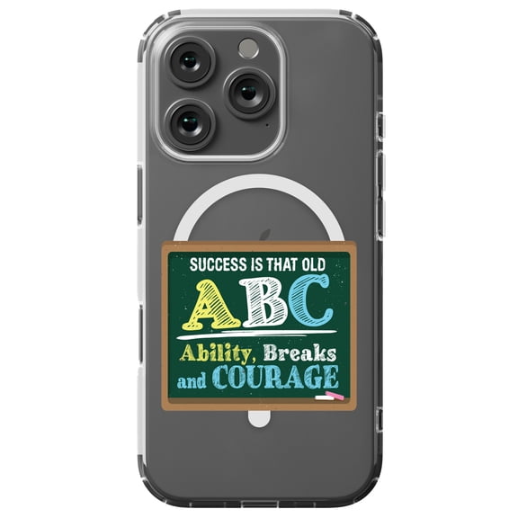 DistinctInk MagSafe Clear Case for Apple iPhone 16 Pro (6.3" Screen) - Success Old ABC - Shockproof Protection