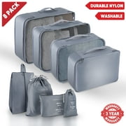 PortableOut 8 Set Packing Cubes for Suitcases, Travel Essentials, Bag Organizers, Luggage Space Organizer, Nylon, Gray