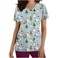 thumbnail image 2 of JINGWANGYHBD Nurse Uniform for Women Christmas Scrub Tops Stretchy Lightweight Shirts Xmas Cute Printed Uniforms V-neck Loose Casual Top, 2 of 5