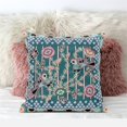 thumbnail image 2 of Amrita Sen Designs  26 x 26 in. Pond Peacock Broadcloth Indoor & Outdoor Zippered Pillow - Dark Green, Aqua & Pink, 2 of 4