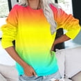 thumbnail image 2 of UTSJKR Women's Ombre Sweatshirts Gradient Color Shirts Crew Neck Tops Casual Comfy Loose Fit Blouse Fashion Fall Basic Long Sleeve Sweatshirts 2024 Trendy Yellow XXL, 2 of 6