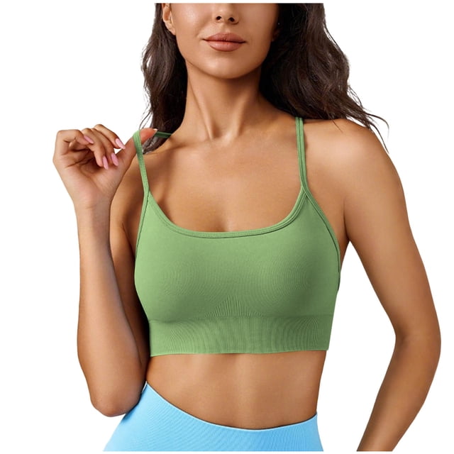 Mujeres de color sólido cuatro filas ajustable inalámbrico sujetador doble hombro yoga deportes sujetador a prueba de choques, ejercicio deportes sujetadores para mujeres