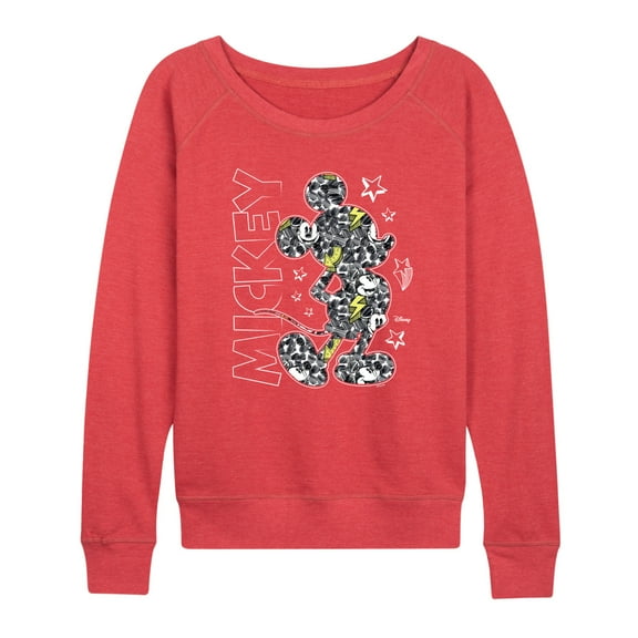 Disney - Mickey Mouse - Mickey Pattern & Stars - Women's Lightweight French Terry Pullover