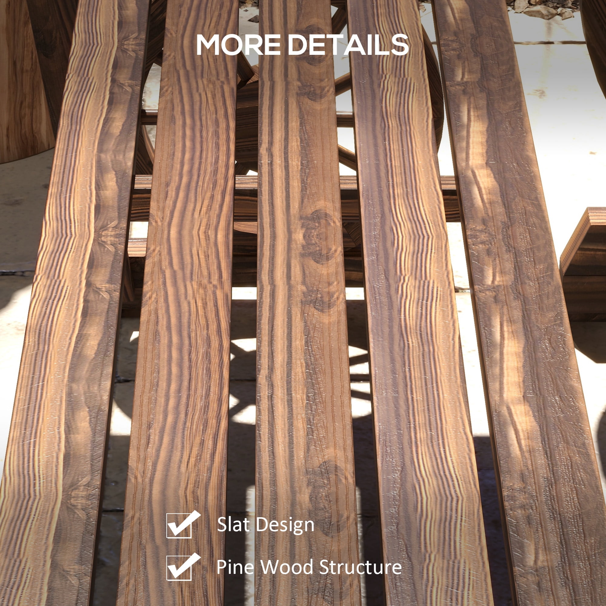 Outsunny Outdoor Table and Chairs for 4 People, Wooden Furniture Set w/ Wagon Wheel Design for Backyard Garden, Deck, Carbonized