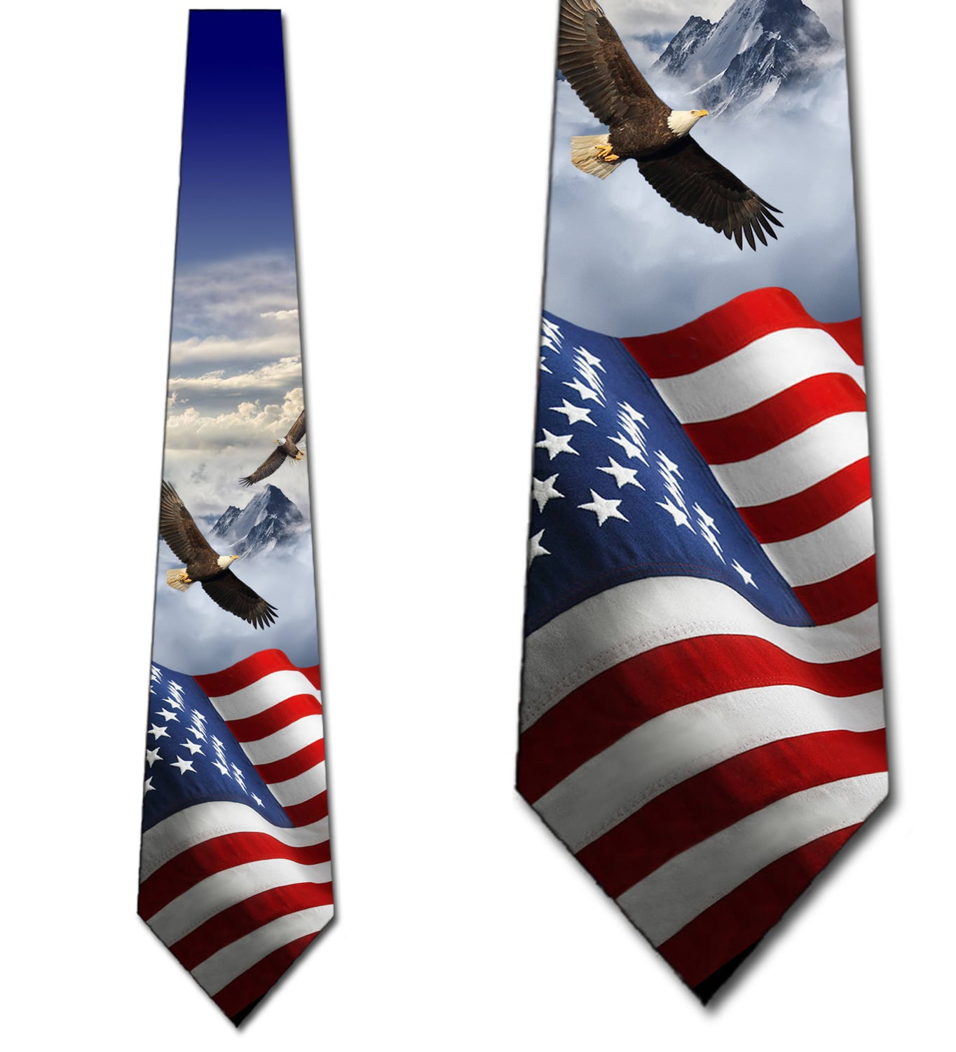 US Flag Ties Mens Eagle Patriotic Necktie by Three Rooker