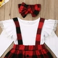 thumbnail image 3 of Toddler Kid Girls Christmas Clothing Set Lace Ruffles Tops+Plaid Skirts Red Dress Xmas Kid Costumes, 3 of 7