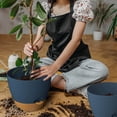 thumbnail image 3 of FIASON 3 Pack Plastic 9/10/12 Inch Blue with Brown Self Watering Plant Pots for Indoor Outdoor,Flower Pots Include Drainage Holes and Saucer, 3 of 11