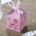 thumbnail image 3 of 50 cajas de dulces rosas con forma de carruaje, cortadas con láser, para recuerdos de boda o baby shower, con cinta., 3 of 6