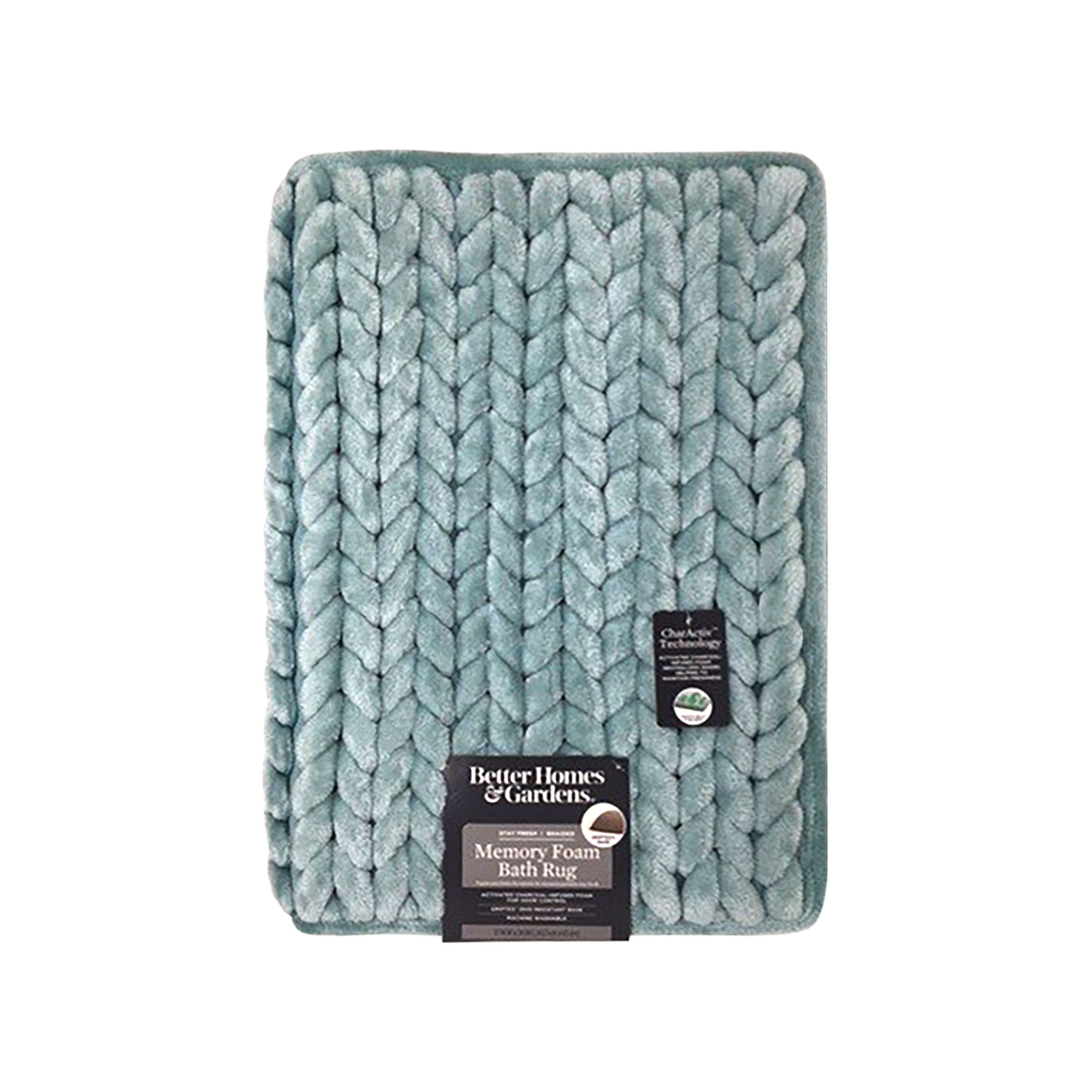 Thick & Plush Braided Bath Rug, Aquifer, Charcoal-Infused Memory Foam with GripTex Skid Resistant Base, 17" x 24", Better Homes & Garden