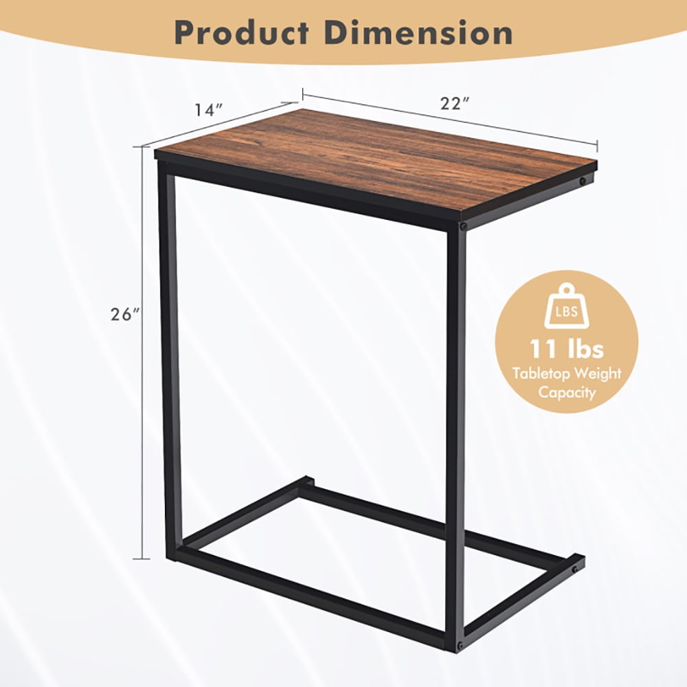 Finihen End Table, 26 Inch Beside Sofa Laptop Holder End Stand Desk, Sofa Side Table, Bed Side Table, for Living Room, Bedroom, Brown Finihen End Table, 26 Inch Beside Sofa Laptop Holder End Stand Desk, Sofa Side Table, Bed Side Table, for Living Room, Bedroom, Brown
