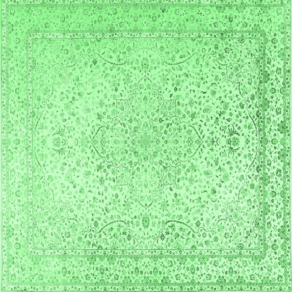Ahgly Company Indoor Square Persian Emerald Green Traditional Area Rugs, 6' Square