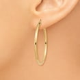 thumbnail image 3 of Real 14kt Yellow Gold Polished 2mm Lightweight Tube Hoop Earrings; for Adults and Teens; for Women and Men, 3 of 4