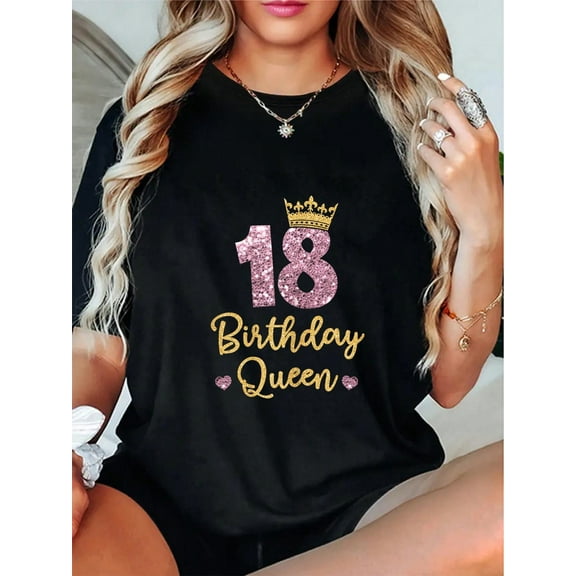 100% Cotton Casual Tshirt 18 Birthday Queen 18th Birthday Queen 18 Years T-Shirt