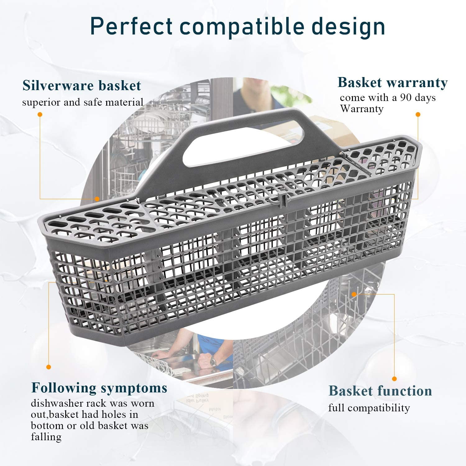 Beaquicy GE WD28X10128 Dishwasher Silverware Basket for GE AP3772889 1088673