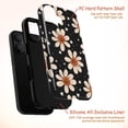 thumbnail image 4 of Halloween Pumpkin Daisy Phone Case, Black Background with Jack-o'-Lantern Flowers and Stars, Cute Spooky Protective iPhone Cover for iPhone 17 16 15 14 13 12 11 Plus Pro Plus Mini, 4 of 6