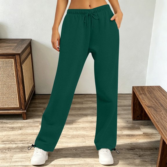 LIZUOJUN Wide Leg Sweatpants for Women High Waisted Baggy Casual Drawstring Lounge Pants with Pockets for Fall Winter L