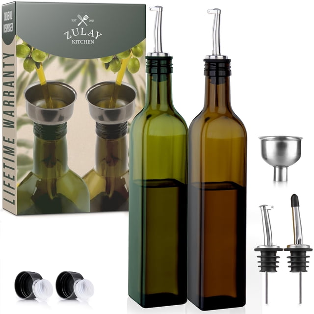 Botella dispensadora de aceite Zulay de 500 ml para vidrio de cocina (paquete de 2)