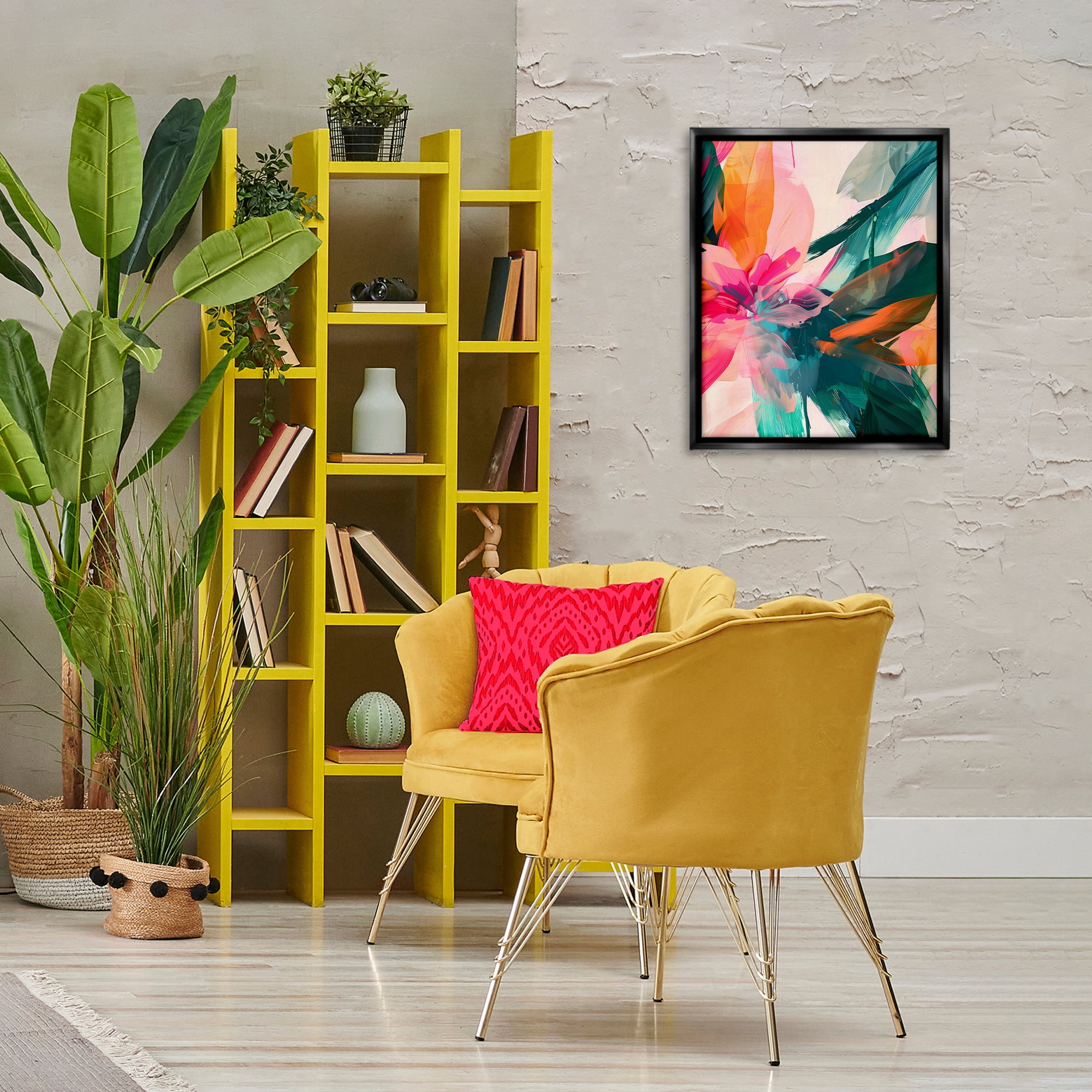 Stupell Industries Streaked Opaque Abstract Abstract Painting Black Floater Framed Canvas Art Print Wall Art, 17 x 21