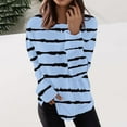 thumbnail image 5 of Fmbrln Womens Trendy Stripe Print Hoodless Sweatshirts Casual Long Sleeve Crew Neck Pullover Sweatshirts Sky Blue L, 5 of 5