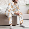 thumbnail image 5 of Mens Pajamas Set, Capybaras Floral Print Button-Down Pajamas for Men Long Sleeve Mens Sleepwear Lounge Pjs Set, 5 of 5