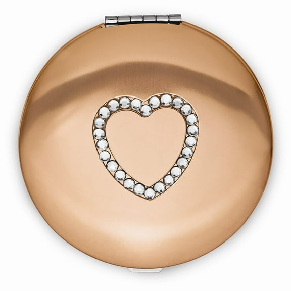 Gold-tone Austrian Crystal Heart Compact Mirror QGM5130