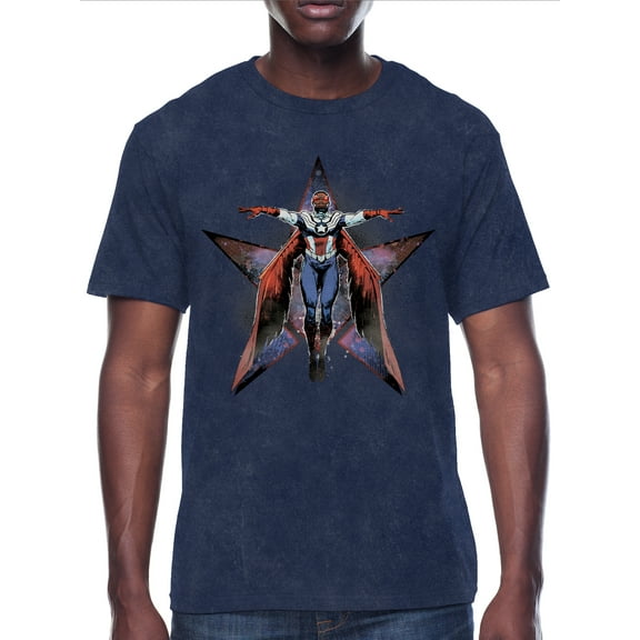 Captain America, Mens Graphic Print Short Sleeve Tee, Sam Cap Star, Sizes XS-3XL
