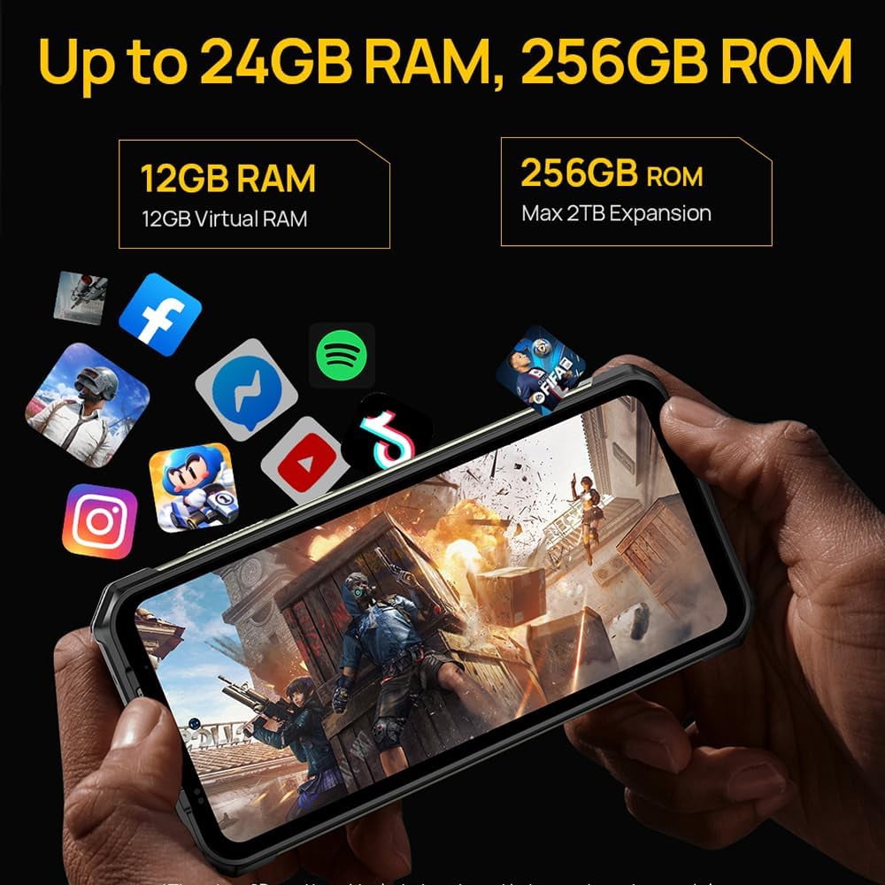 Ulefone Armor 24 Rugged Phone, 6.78" 2.4K FHD Screen, 64MP Camera 64MP Night Vision, 22000mAh Battery, 66W Fast Charging, 24GB 256GB